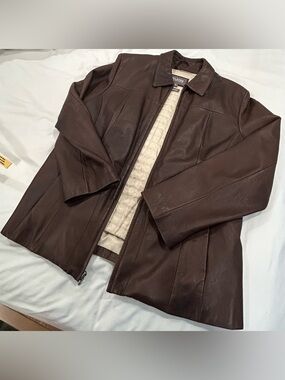 Wilsons Leather Brown Bomber Jacket Womens XL Thinsulate Lined Removable Liner